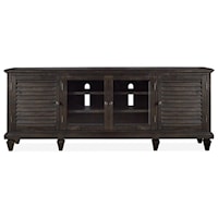 Transitional 4-Door 75" TV Stand with Adjustable Shelves