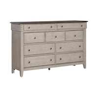 Modern Farmhouse 9-Drawer Dresser with Felt-Lined Top Drawers
