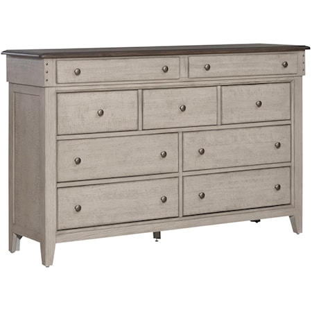 Modern Farmhouse 9-Drawer Dresser with Felt-Lined Top Drawers