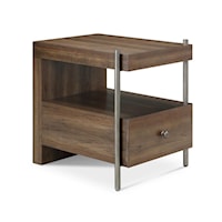 Transitional 1-Drawer Rectangular End Table with Open Storage Shelf