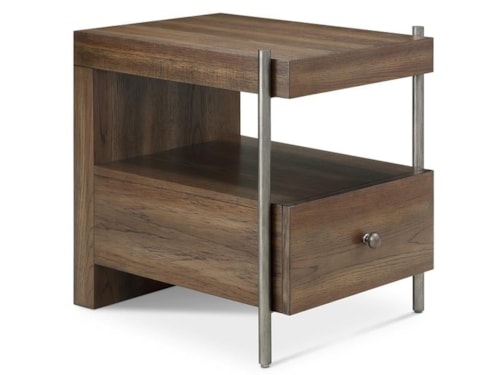 Transitional 1-Drawer Rectangular End Table with Open Storage Shelf