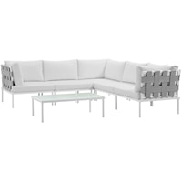 6 Piece Outdoor Patio Aluminum Sectional Sofa Set