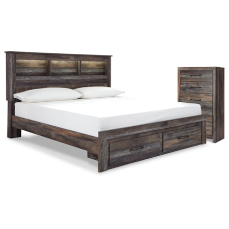 King Bookcase Storage Bed And Chest