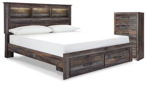 King Bookcase Storage Bed And Chest