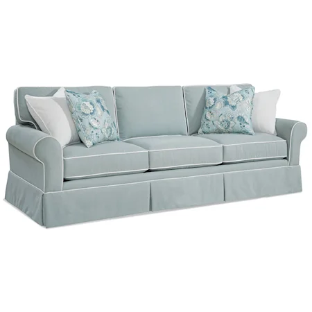 Casual Estate Sofa with Rolled Arms and Skirt