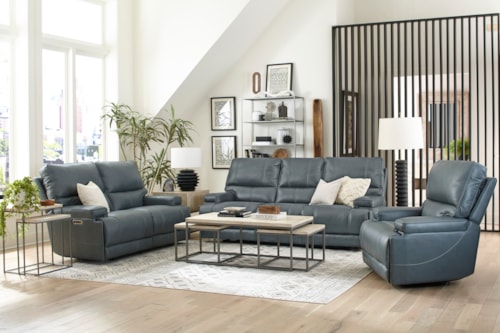 Casual Cordless 3-Piece Power Reclining Living Room Set with Power Headrests