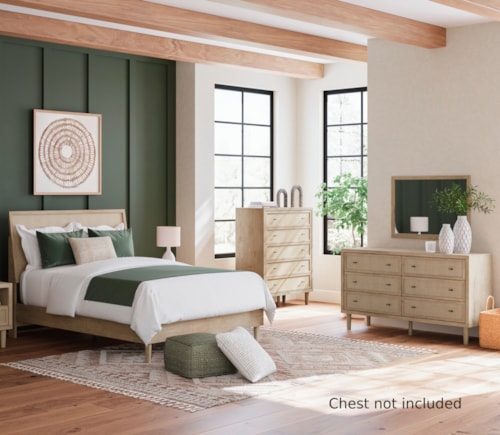 Queen Panel Bed, Dresser And Mirror