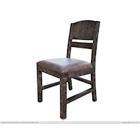 Rustic Dining Side Chair with Faux Leather Upholstered Seat