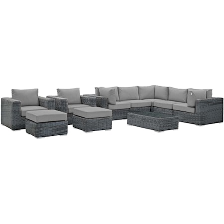 Outdoor 10 Piece Sectional Set