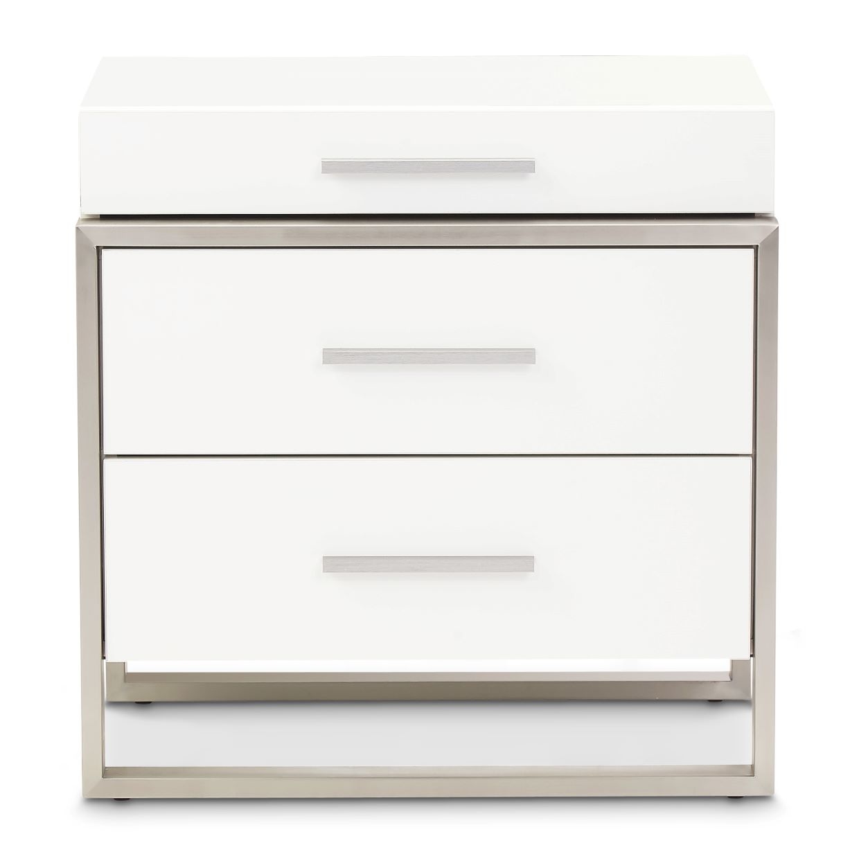 Three-Drawer Glass-Top Nightstand
