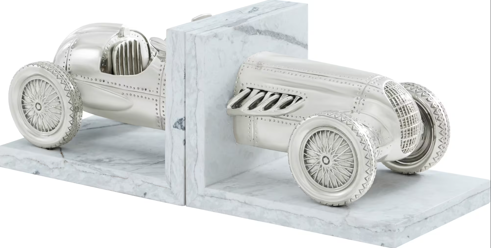 Nickel Racecar Bookends
