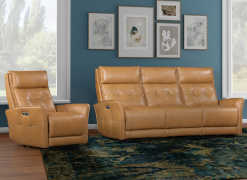Mid-Century Modern Zero Gravity Power Reclining Sofa and Recliner Set with Power Headrests