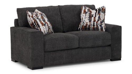 Modern Block Foot Loveseat with Robust Track Arms
