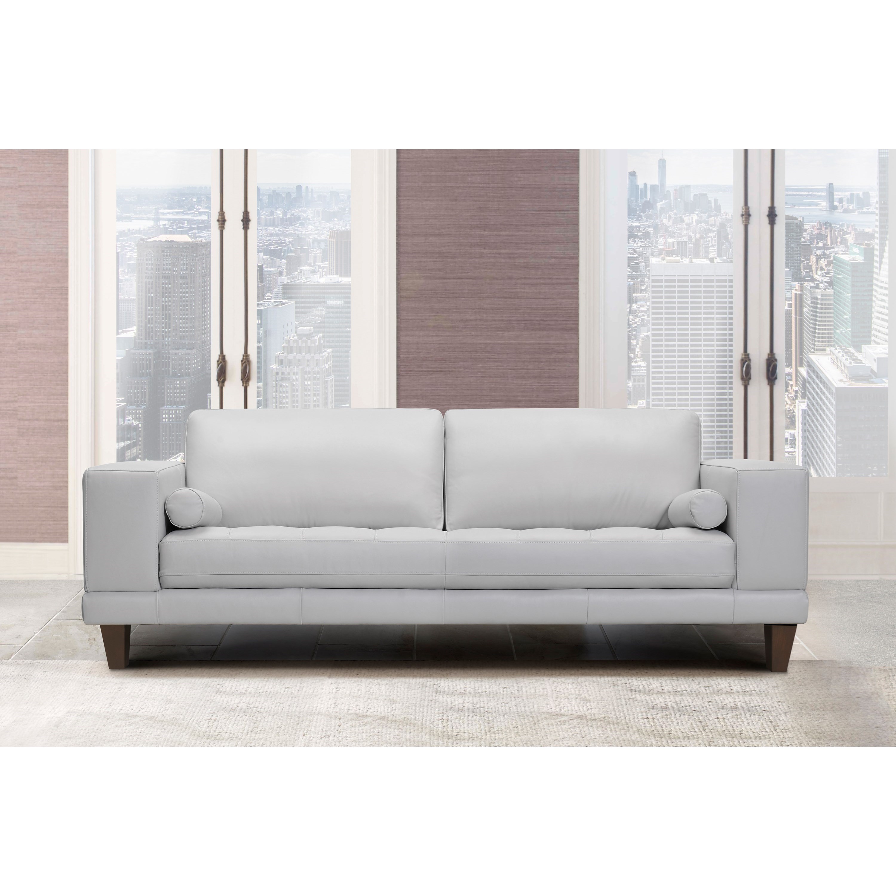 Armen Living Wynne Upholstered Sofa with Bolster Pillows
