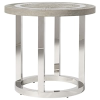 Wyatt Round End Table with Stainless Steel Base