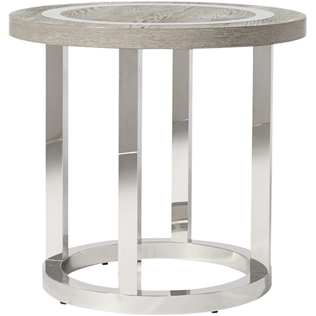 Wyatt Round End Table with Stainless Steel Base