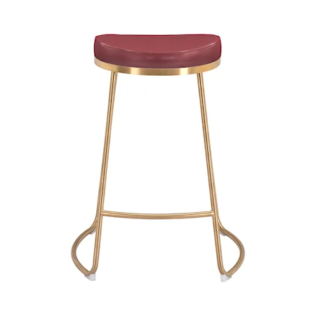 Bree Counter Stool (Set of 2) Burgundy & Gold