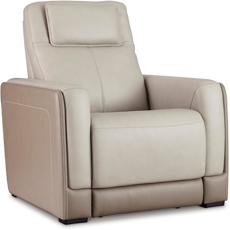 Two-Tone Leather Match Power Recliner