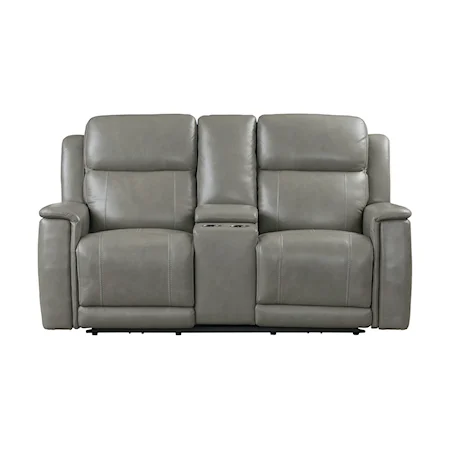 Casual Power Reclining Console Loveseat with Power Headrest and Lumbar