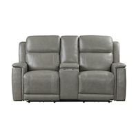 Casual Power Reclining Console Loveseat with Power Headrest and Lumbar