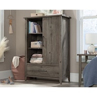 Contemporary Bedroom Armoire with Sliding Door & Lower Storage Drawer
