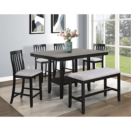 6-Piece Farmhouse Counter Height Dining Set