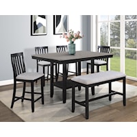 6-Piece Farmhouse Counter Height Dining Set