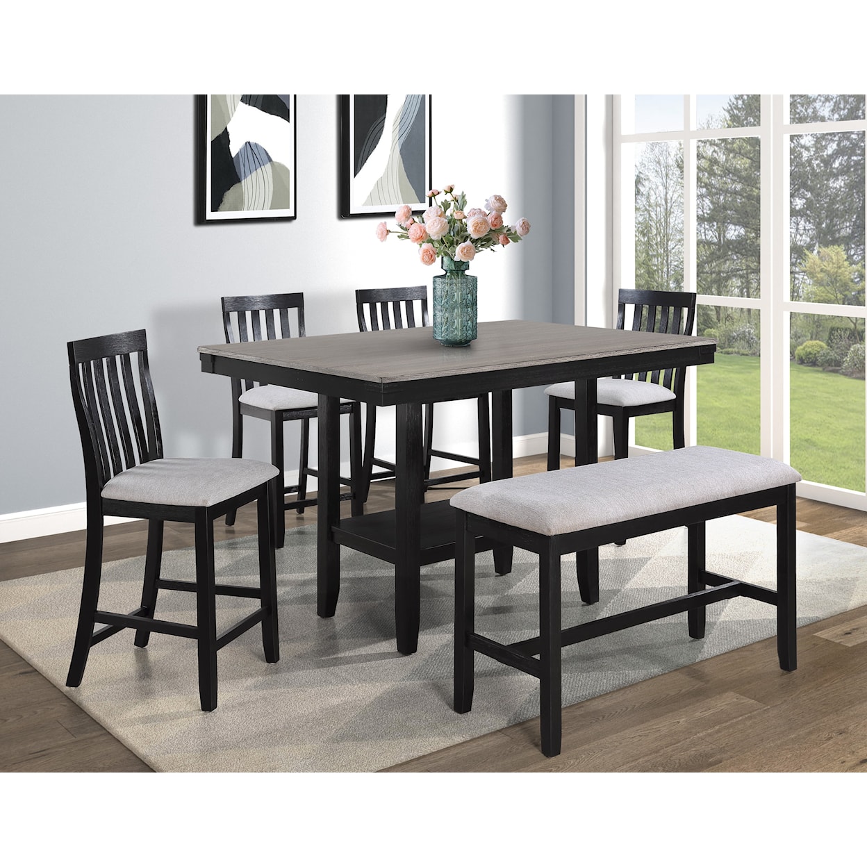 Crown Mark DELFIN 6-Piece Counter Height Dining Set