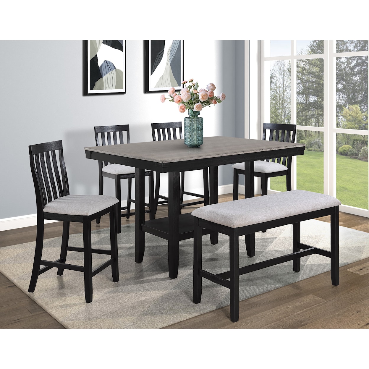 CM DELFIN 6-Piece Counter Height Dining Set