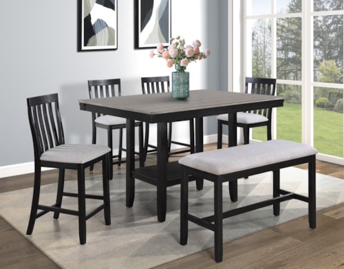 6-Piece Farmhouse Counter Height Dining Set