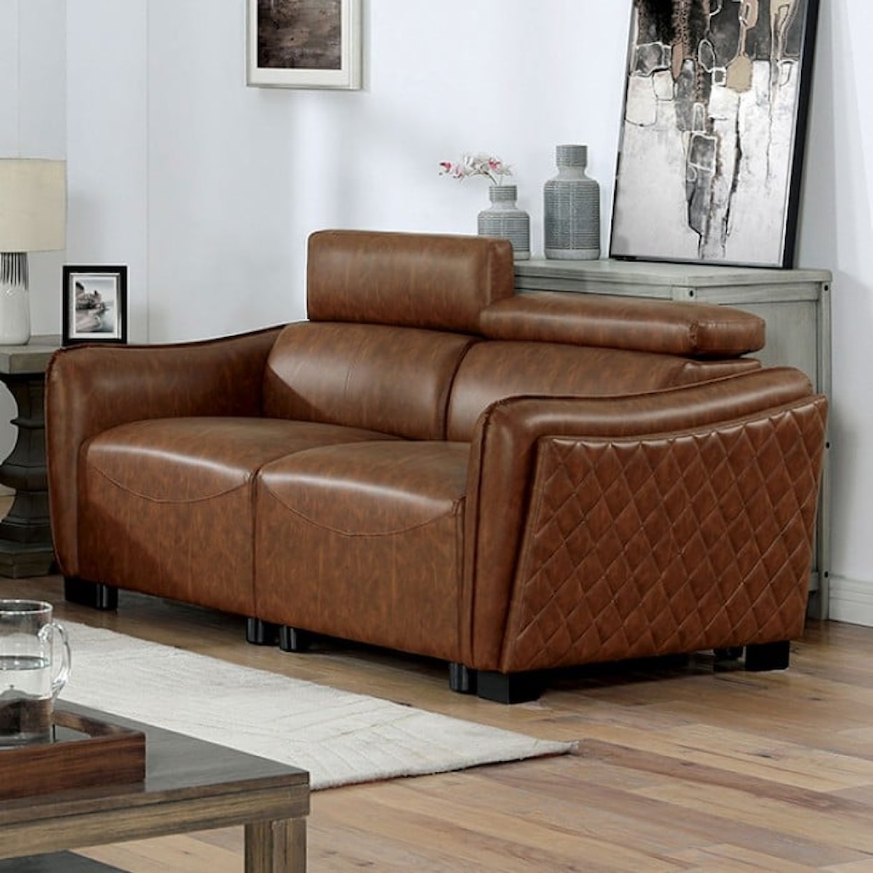 Furniture of America HOLMESTRAND Sofa and Loveseat