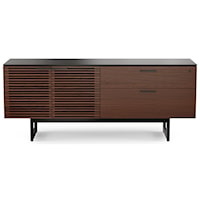 Contemporary Storage Credenza with Locking File Drawer