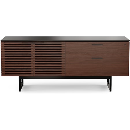 Contemporary Storage Credenza with Locking File Drawer