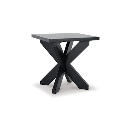 Contemporary Square End Table in Black Finish