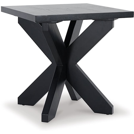 Contemporary Square End Table in Black Finish