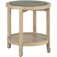 Transitional Round End Table with Shelf