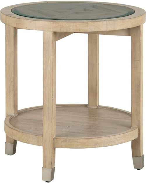 Transitional Round End Table with Shelf