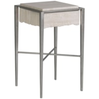 Contemporary Square Spot Table with Travertine Stone Top