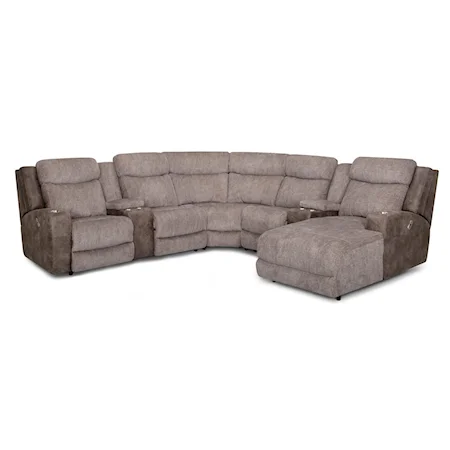 Casual 4-Piece Power Reclining Sectional Sofa with Cup Holders