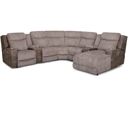 Casual 4-Piece Power Reclining Sectional Sofa with Cup Holders