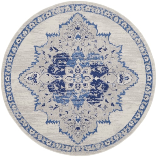8'  Ivory Blue Round Rug