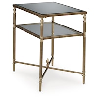Aged Goldtone Rectangular End Table with Mirror Top