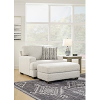 Contemporary Oversized Chair & Ottoman in Textured Fabric