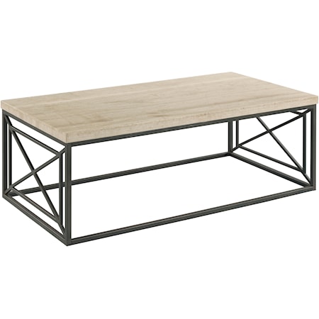 Contemporary Rectangular Coffee Table with Metal Base