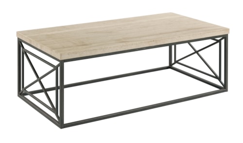 Contemporary Rectangular Coffee Table with Metal Base