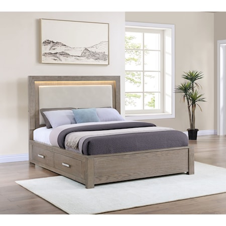 56-inch Queen LED Storage Bed