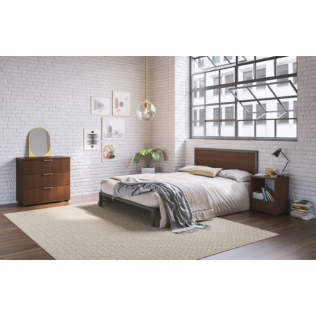 Contemporary Queen Platform Bed, Nightstand and Chest