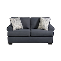 Contemporary Loveseat with Rolled Arms