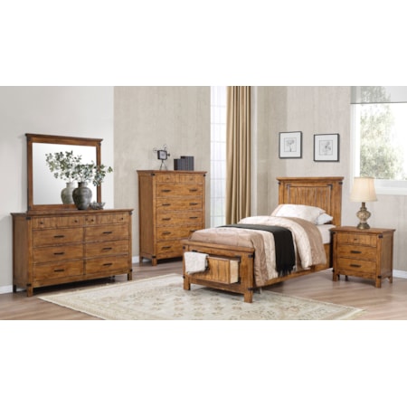 Wood Twin Storage Panel Bed