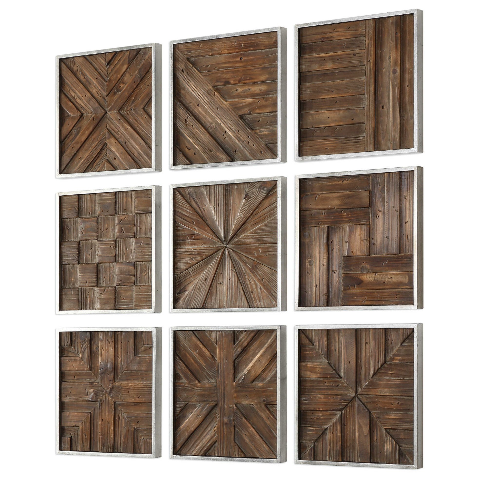 Uttermost Art Bryndle Rustic Wooden Squares Set of 9